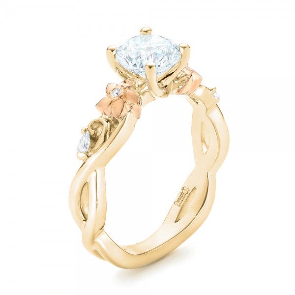 14k Yellow Gold And 14K Gold 14k Yellow Gold And 14K Gold Two-tone Diamond Engagement Ring - Three-Quarter View - 102844