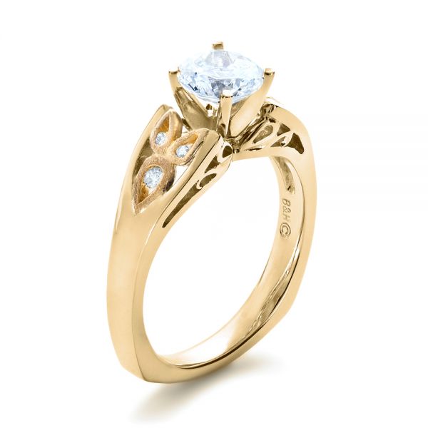 18k Yellow Gold And Platinum 18k Yellow Gold And Platinum Two-tone Diamond Engagement Ring - Three-Quarter View -  1205