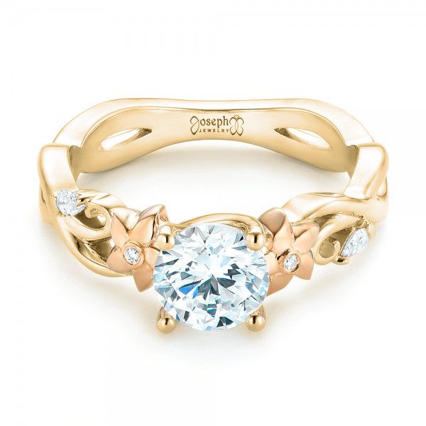 14k Yellow Gold And 14K Gold 14k Yellow Gold And 14K Gold Two-tone Diamond Engagement Ring - Flat View - 102844