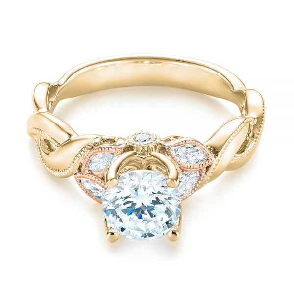 14k Yellow Gold And 18K Gold 14k Yellow Gold And 18K Gold Two-tone Diamond Engagement Ring - Flat View - 103107