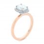 18k Rose Gold And Platinum 18k Rose Gold And Platinum Two-tone Diamond Petite Halo Engagement Ring - Three-Quarter View -  105023 - Thumbnail