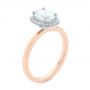 14k Rose Gold And 18K Gold 14k Rose Gold And 18K Gold Two-tone Diamond Petite Halo Engagement Ring - Three-Quarter View -  105023 - Thumbnail