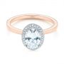 14k Rose Gold And 14K Gold Two-tone Diamond Petite Halo Engagement Ring - Flat View -  105023 - Thumbnail