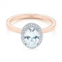 14k Rose Gold And 14K Gold Two-tone Diamond Petite Halo Engagement Ring - Flat View -  105023 - Thumbnail