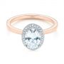 18k Rose Gold And 14K Gold 18k Rose Gold And 14K Gold Two-tone Diamond Petite Halo Engagement Ring - Flat View -  105023 - Thumbnail