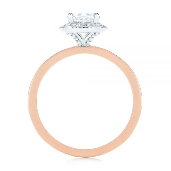 14k Rose Gold And 18K Gold 14k Rose Gold And 18K Gold Two-tone Diamond Petite Halo Engagement Ring - Front View -  105023