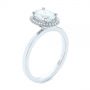 14k White Gold And Platinum 14k White Gold And Platinum Two-tone Diamond Petite Halo Engagement Ring - Three-Quarter View -  105023 - Thumbnail