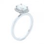 18k White Gold And 14K Gold 18k White Gold And 14K Gold Two-tone Diamond Petite Halo Engagement Ring - Three-Quarter View -  105023 - Thumbnail