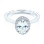  Platinum And Platinum Platinum And Platinum Two-tone Diamond Petite Halo Engagement Ring - Flat View -  105023 - Thumbnail