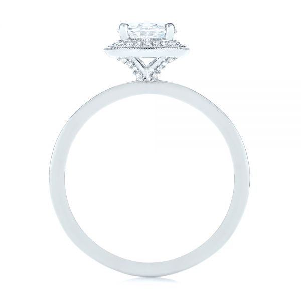 Platinum And 14K Gold Platinum And 14K Gold Two-tone Diamond Petite Halo Engagement Ring - Front View - 105023