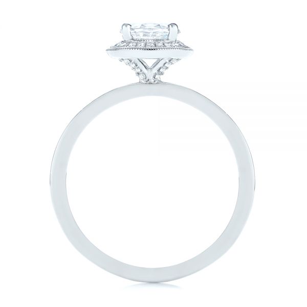  Platinum And Platinum Platinum And Platinum Two-tone Diamond Petite Halo Engagement Ring - Front View -  105023