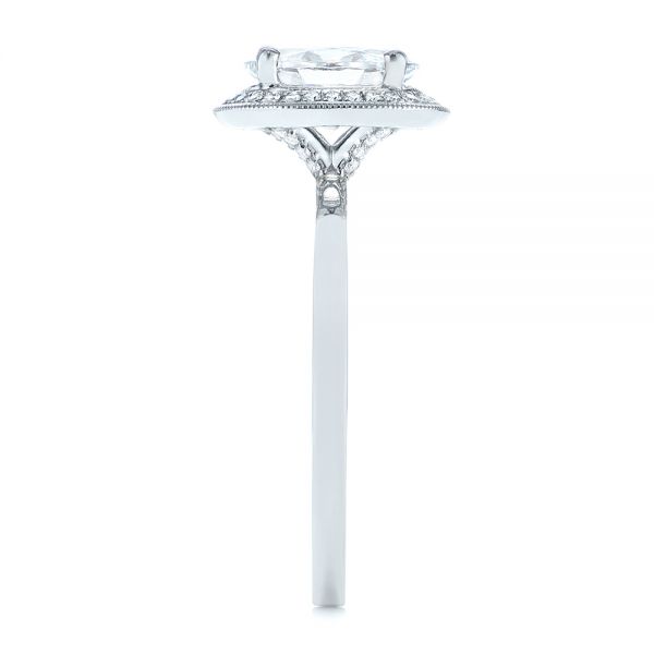 Platinum And 14K Gold Platinum And 14K Gold Two-tone Diamond Petite Halo Engagement Ring - Side View - 105023