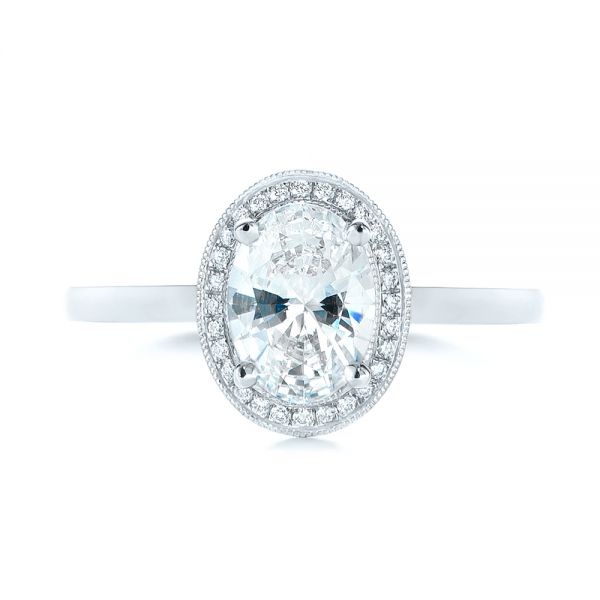 Platinum And 14K Gold Platinum And 14K Gold Two-tone Diamond Petite Halo Engagement Ring - Top View - 105023