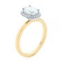 14k Yellow Gold And 18K Gold 14k Yellow Gold And 18K Gold Two-tone Diamond Petite Halo Engagement Ring - Three-Quarter View -  105023 - Thumbnail