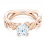 14k Rose Gold And 14K Gold 14k Rose Gold And 14K Gold Two-tone Flower And Leaf Diamond Engagement Ring - Flat View -  102554 - Thumbnail