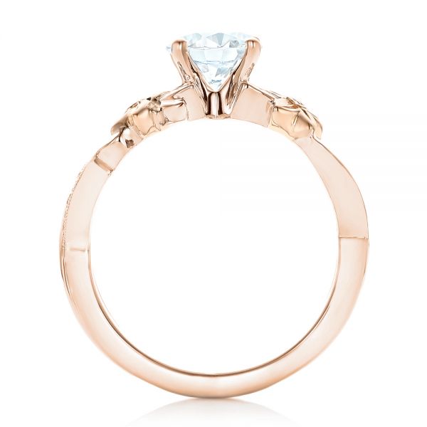 18k Rose Gold And Platinum 18k Rose Gold And Platinum Two-tone Flower And Leaf Diamond Engagement Ring - Front View -  102554