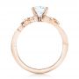 14k Rose Gold And 18K Gold 14k Rose Gold And 18K Gold Two-tone Flower And Leaf Diamond Engagement Ring - Front View -  102554 - Thumbnail