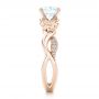 14k Rose Gold And 14K Gold 14k Rose Gold And 14K Gold Two-tone Flower And Leaf Diamond Engagement Ring - Side View -  102554 - Thumbnail