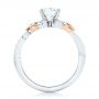 18k White Gold And 18K Gold Two-tone Flower And Leaf Diamond Engagement Ring - Front View -  102554 - Thumbnail