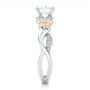  Platinum And 14K Gold Platinum And 14K Gold Two-tone Flower And Leaf Diamond Engagement Ring - Side View -  102554 - Thumbnail