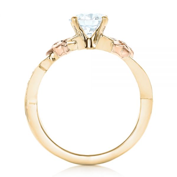14k Yellow Gold And 18K Gold 14k Yellow Gold And 18K Gold Two-tone Flower And Leaf Diamond Engagement Ring - Front View - 102554