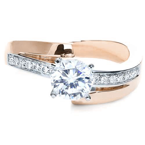 14k Rose Gold And 14K Gold 14k Rose Gold And 14K Gold Two-tone Diamond Engagement Ring - Flat View -  216
