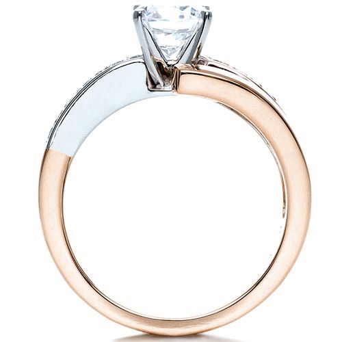 14k Rose Gold And 18K Gold 14k Rose Gold And 18K Gold Two-tone Diamond Engagement Ring - Front View -  216