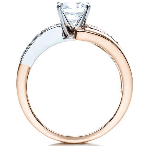18k Rose Gold And 18K Gold 18k Rose Gold And 18K Gold Two-tone Diamond Engagement Ring - Front View - 216