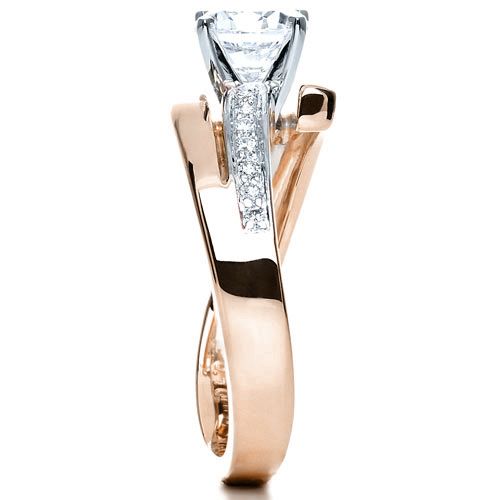 18k Rose Gold And Platinum 18k Rose Gold And Platinum Two-tone Diamond Engagement Ring - Side View -  216