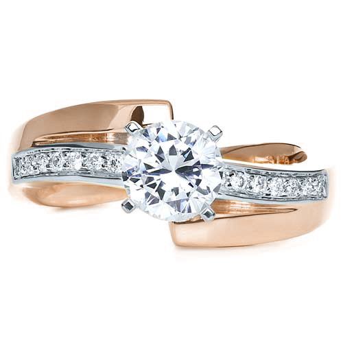 14k Rose Gold And 14K Gold 14k Rose Gold And 14K Gold Two-tone Diamond Engagement Ring - Top View -  216