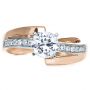 18k Rose Gold And Platinum 18k Rose Gold And Platinum Two-tone Diamond Engagement Ring - Top View -  216 - Thumbnail