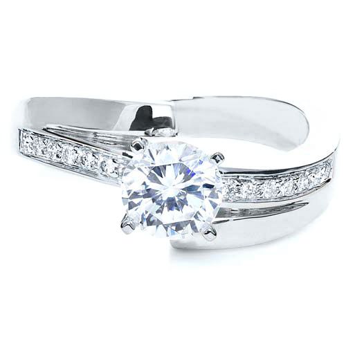 18k White Gold And Platinum 18k White Gold And Platinum Two-tone Diamond Engagement Ring - Flat View -  216
