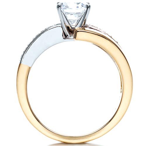 14k Yellow Gold And 14K Gold Two-tone Diamond Engagement Ring - Front View - 216
