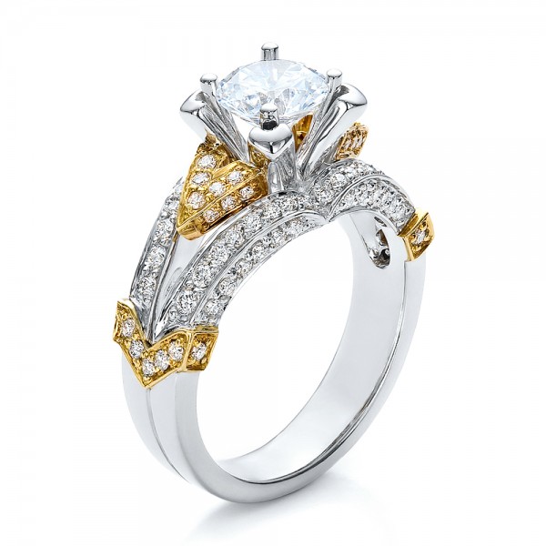  14K Gold 14K Gold Two-tone Diamond Engagement Ring - Vanna K - Three-Quarter View -  100273