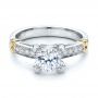  18K Gold Two-tone Diamond Engagement Ring - Vanna K - Flat View -  100482 - Thumbnail