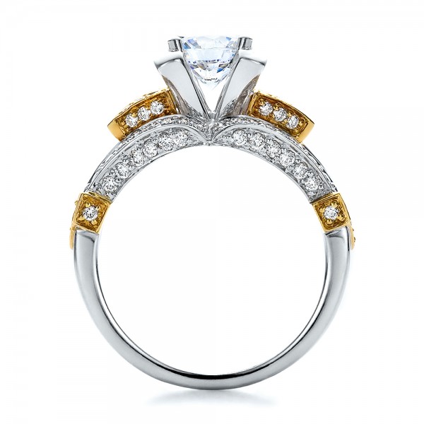  18K Gold Two-tone Diamond Engagement Ring - Vanna K - Front View -  100273