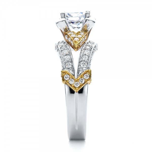  18K Gold Two-tone Diamond Engagement Ring - Vanna K - Side View -  100273