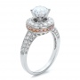  18K Gold Two-tone Diamond Halo With Pink Diamonds Engagement Ring - Vanna K - Three-Quarter View -  100687 - Thumbnail