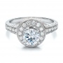  18K Gold Two-tone Diamond Halo With Pink Diamonds Engagement Ring - Vanna K - Flat View -  100687 - Thumbnail