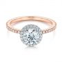 18k Rose Gold And 14K Gold Two-tone Halo Diamond Engagement Ring - Flat View -  105768 - Thumbnail