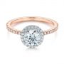 18k Rose Gold And 18K Gold 18k Rose Gold And 18K Gold Two-tone Halo Diamond Engagement Ring - Flat View -  105768 - Thumbnail