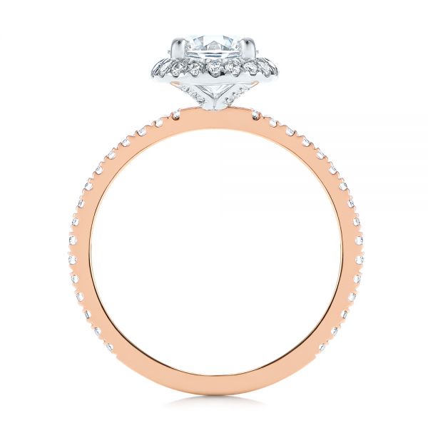 18k Rose Gold And 14K Gold Two-tone Halo Diamond Engagement Ring - Front View -  105768
