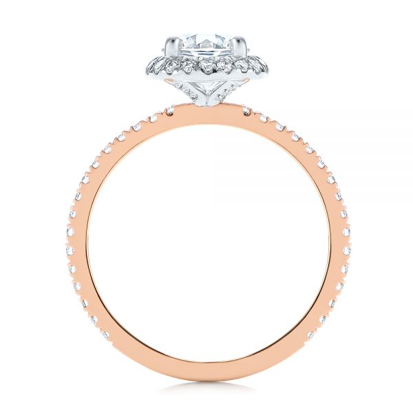 18k Rose Gold And 14K Gold Two-tone Halo Diamond Engagement Ring - Front View - 105768