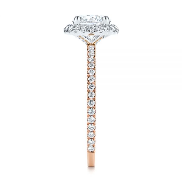 18k Rose Gold And 18K Gold 18k Rose Gold And 18K Gold Two-tone Halo Diamond Engagement Ring - Side View -  105768