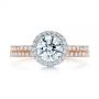 18k Rose Gold And 14K Gold Two-tone Halo Diamond Engagement Ring - Top View -  105768 - Thumbnail