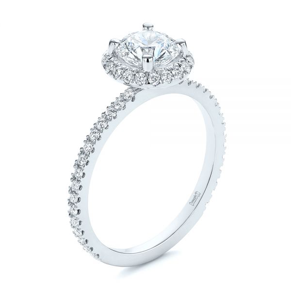 Platinum And 14K Gold Platinum And 14K Gold Two-tone Halo Diamond Engagement Ring - Three-Quarter View - 105768