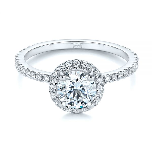  Platinum And Platinum Platinum And Platinum Two-tone Halo Diamond Engagement Ring - Flat View -  105768