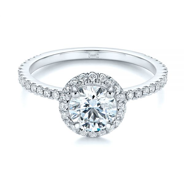Platinum And 14K Gold Platinum And 14K Gold Two-tone Halo Diamond Engagement Ring - Flat View - 105768