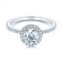 14k White Gold And Platinum 14k White Gold And Platinum Two-tone Halo Diamond Engagement Ring - Flat View -  105768 - Thumbnail