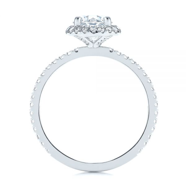 14k White Gold And Platinum 14k White Gold And Platinum Two-tone Halo Diamond Engagement Ring - Front View -  105768